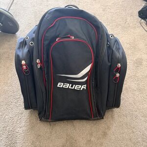 Bauer Hockey Equipment Backpack Bag Black Red Large Skate Pockets Ventilated